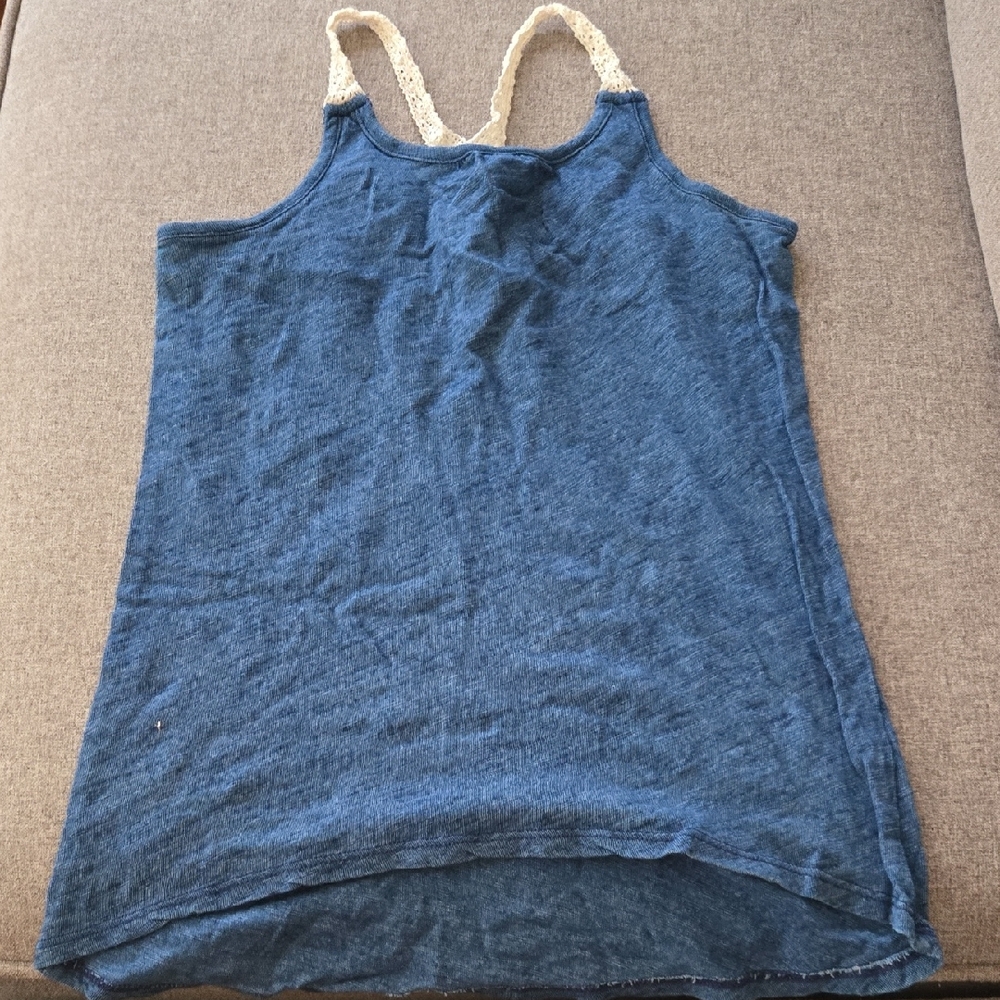 Crazy 8 Blue Tank with Lace Straps